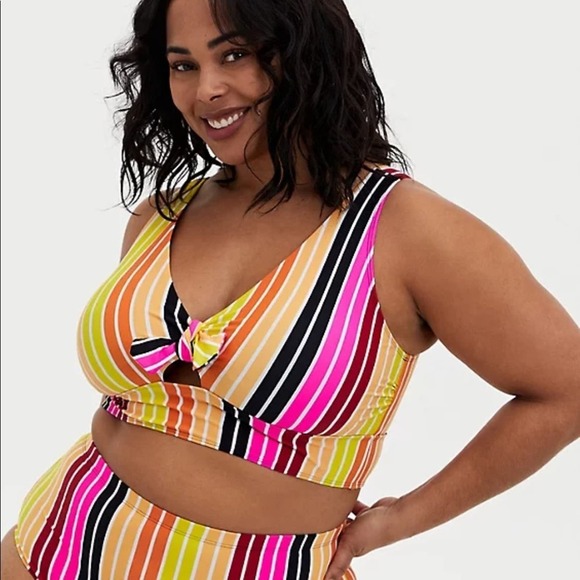 New! Set! Torrid sz 2 Retro Stripes Bathing Swim Suit 2X - Picture 2 of 4